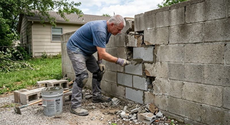 Cinder Block Wall Repair in Everett, WA
