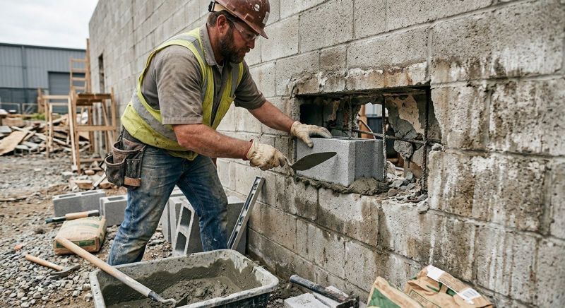 Cinder Block Wall Repair in Everett, WA