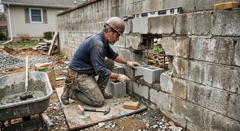 Cinder Block Wall Repair in Lake Stevens, WA