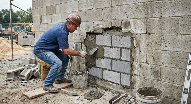 Cinder Block Wall Repair in Silverdale, WA